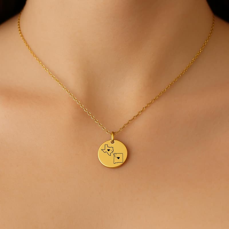 Personalized Long Distance Necklace for Valentine's Day
