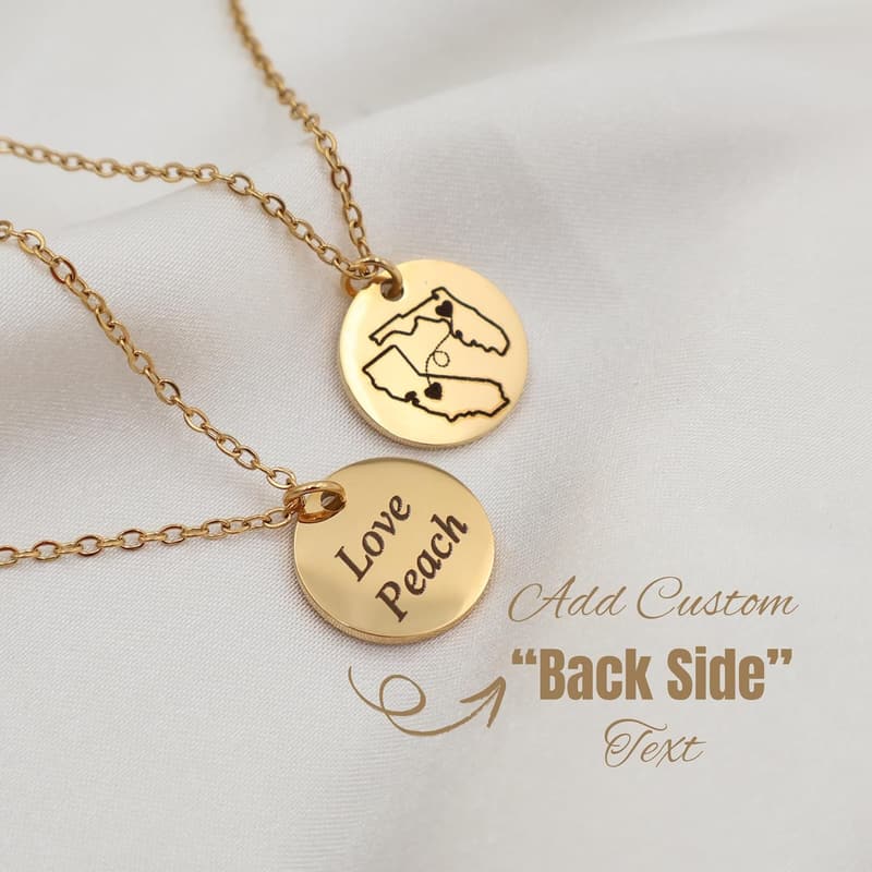 Personalized Long Distance Necklace for Valentine's Day