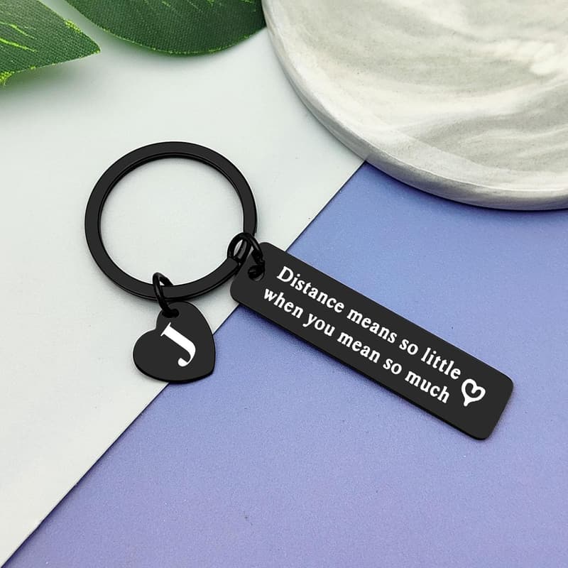 Long Distance Relationship Anniversary Keychain for Couples