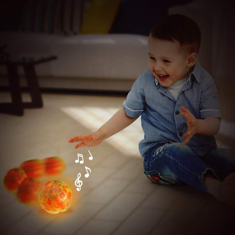 LED Light-Up Dancing Balls with Sound Effects - Set of 2 for Kids
