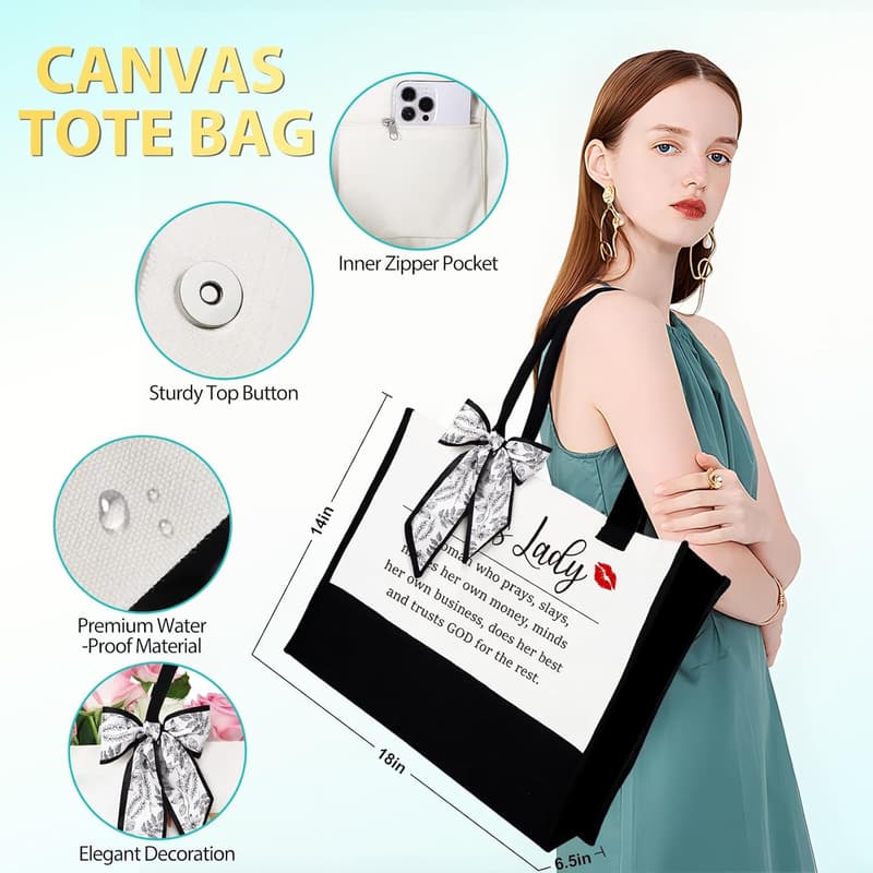 Boss Lady Canvas Tote Bag - Funny Appreciation Gift for Women