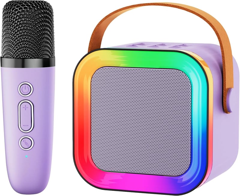 Portable Mini Karaoke Machine with 2 Microphones for Kids