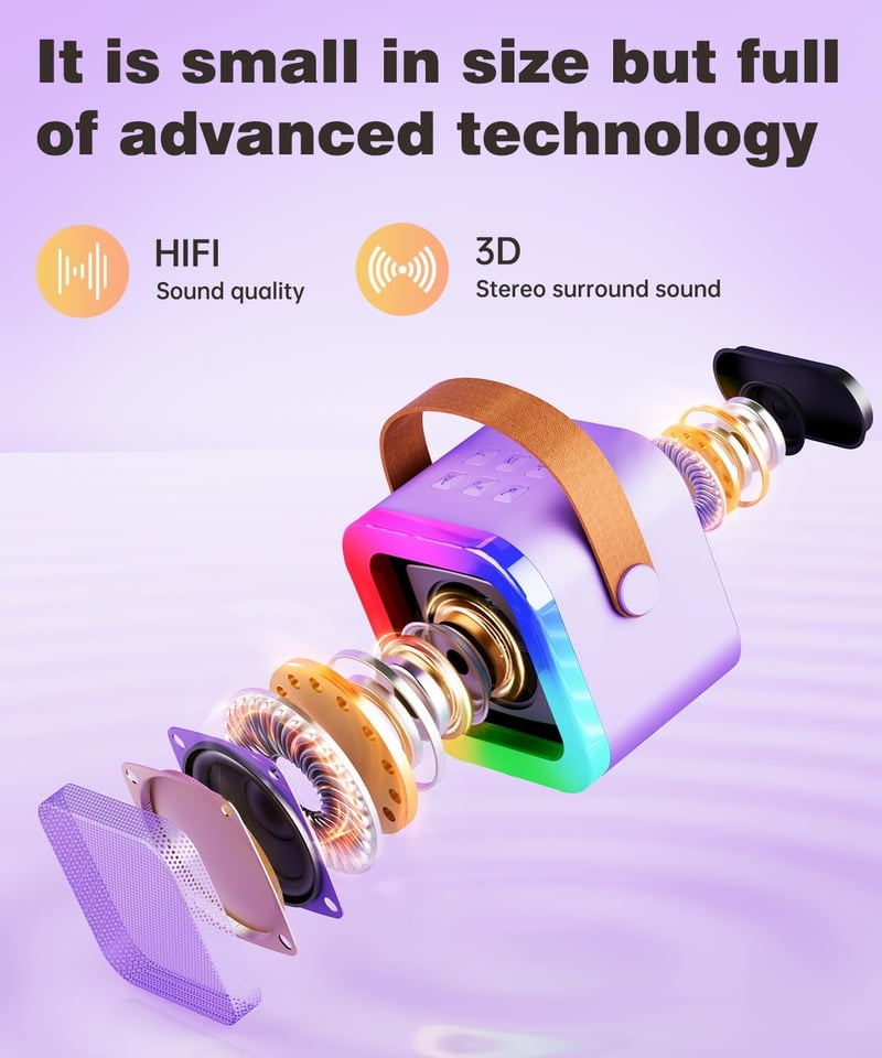 Portable Mini Karaoke Machine with 2 Microphones for Kids