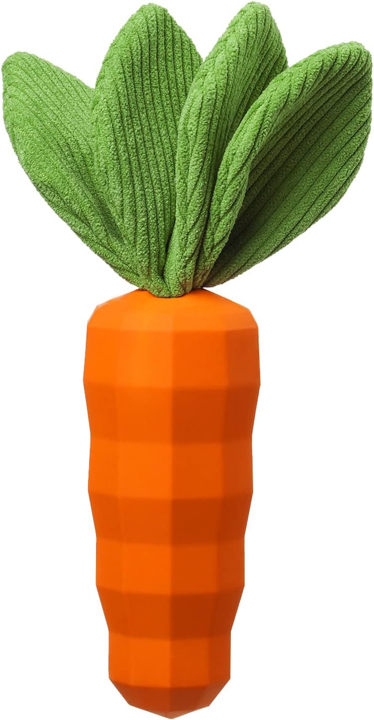 Durable Rubber Carrot Dog Toy for Aggressive Chewers