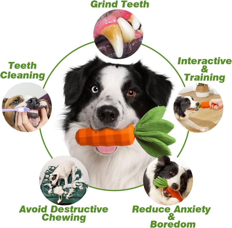 Durable Rubber Carrot Dog Toy for Aggressive Chewers