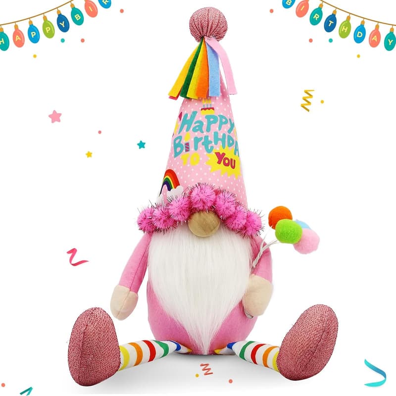 Happy Birthday Plush Gnomes Doll Decor for Women and Moms