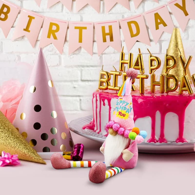 Happy Birthday Plush Gnomes Doll Decor for Women and Moms