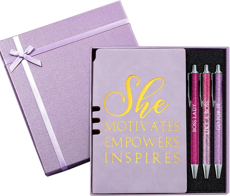 Women's Appreciation Gift Set: Leather Journal & 3 Pens