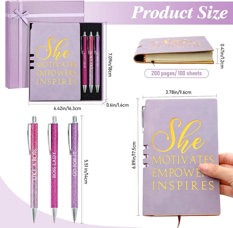 Women's Appreciation Gift Set: Leather Journal & 3 Pens