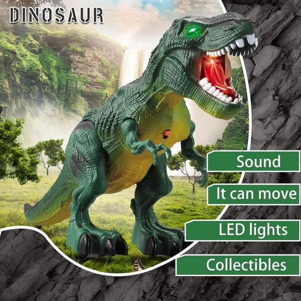 Walking Dinosaur Toys with LED Lights & Sounds - 2 Pack for Kids