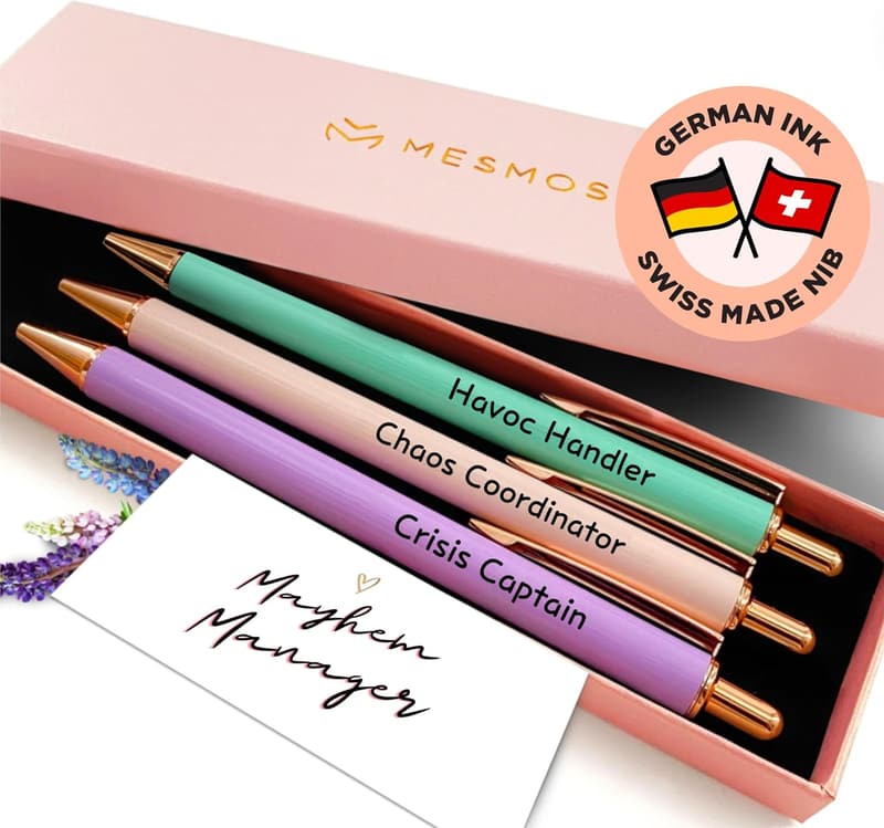 Boss Gift Set: 3pk Fancy Pens for Women with Funny Sayings