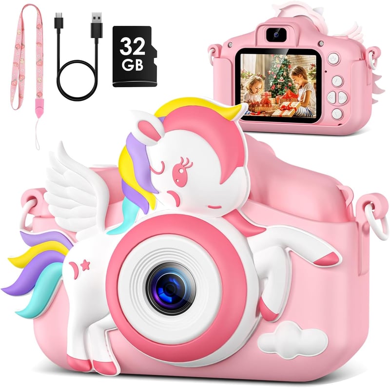 Kids Camera - 1080P HD Selfie Camera for Girls, Pink