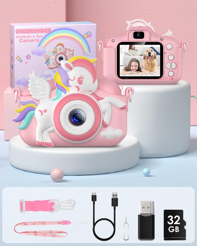 Kids Camera - 1080P HD Selfie Camera for Girls, Pink