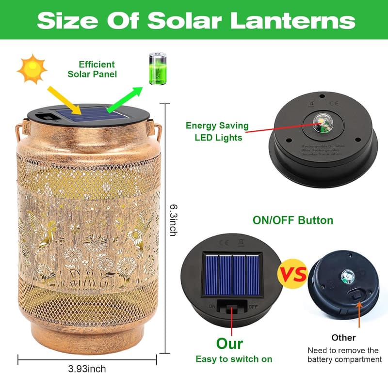 Outdoor Hummingbird Solar Lanterns - Waterproof Garden Decor