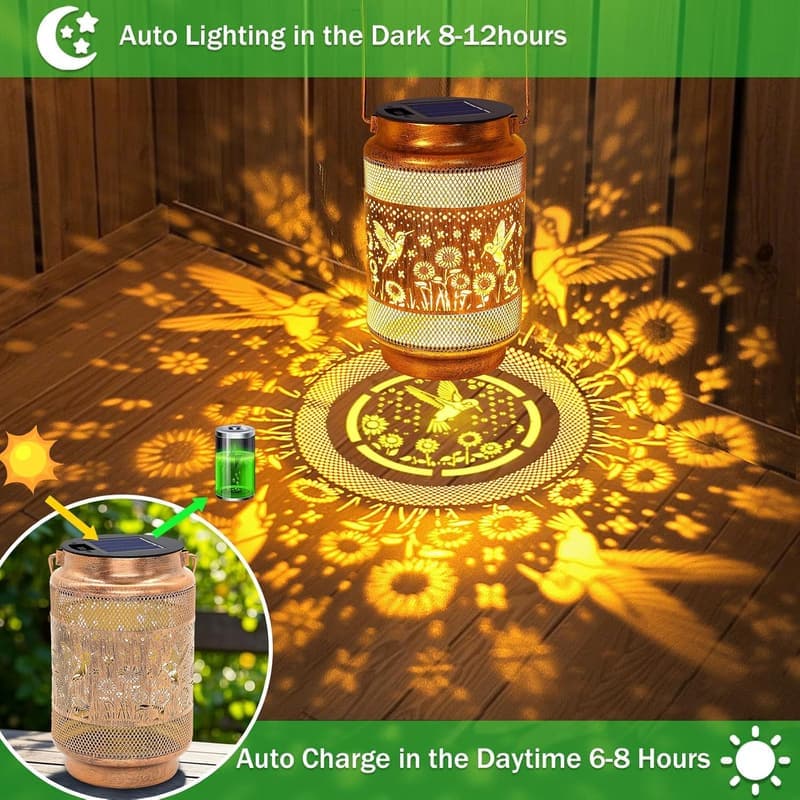 Outdoor Hummingbird Solar Lanterns - Waterproof Garden Decor