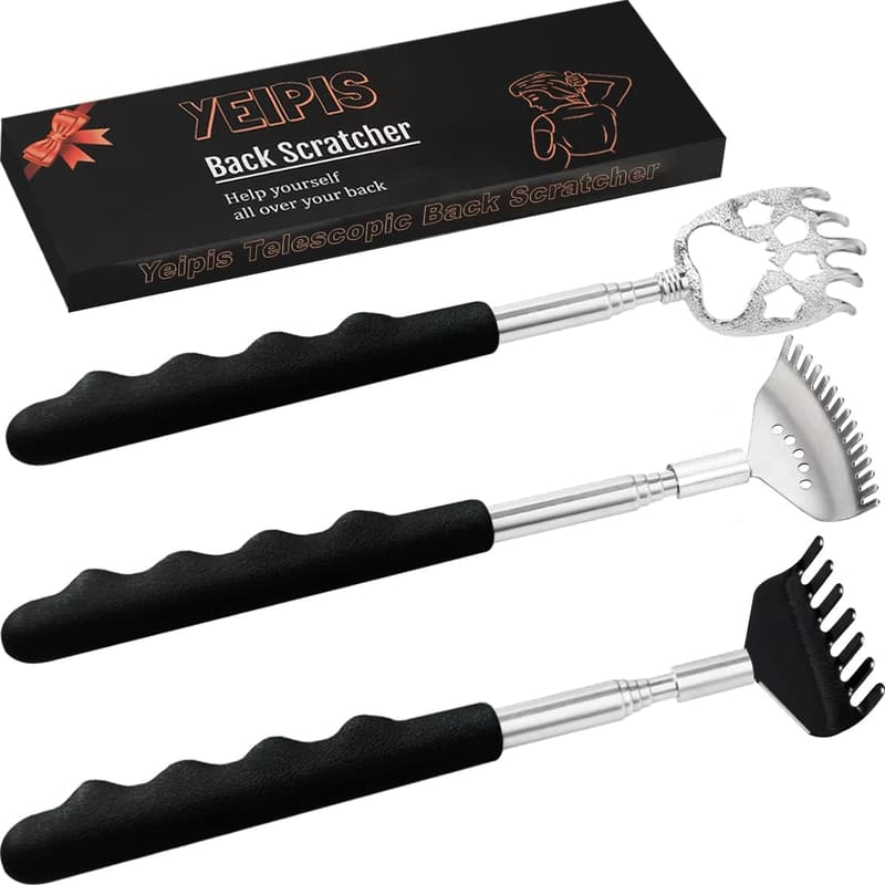 Telescoping Back Scratcher Set with Rubber Handles – 3 Pack