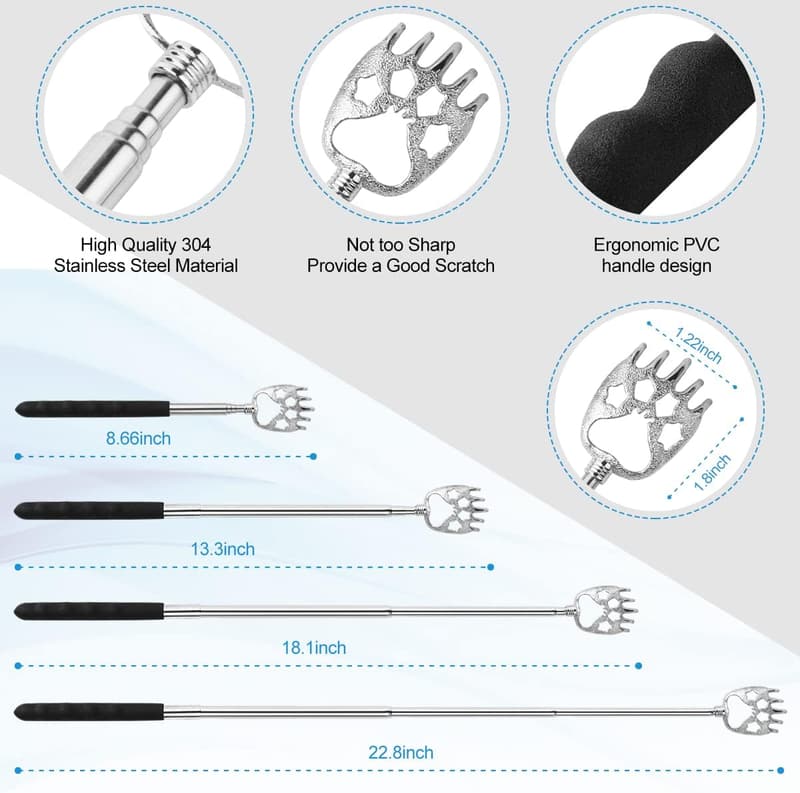 Telescoping Back Scratcher Set with Rubber Handles – 3 Pack