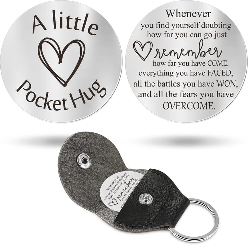 Long Distance Relationship Pocket Hug Token Keychain