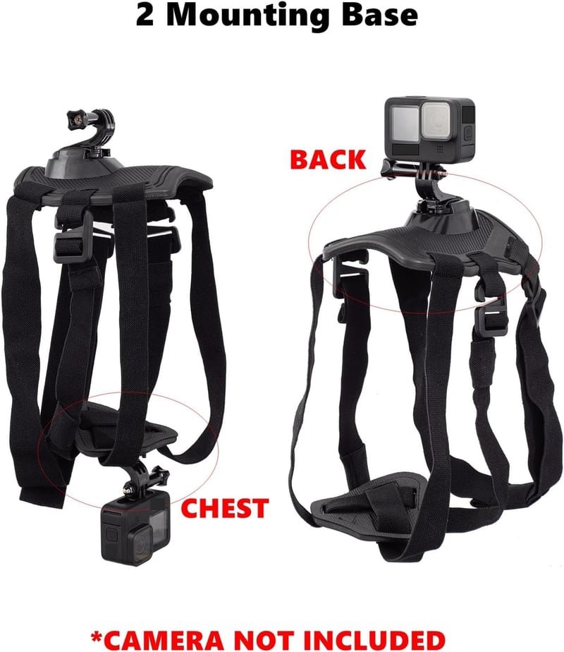 Adjustable Dog Harness with GoPro Mounting Base for All Sizes