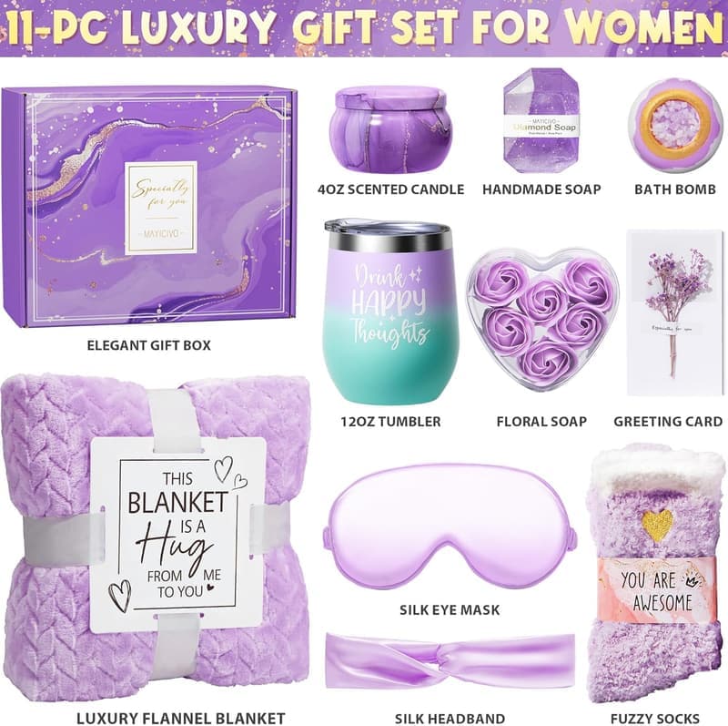 Lavender Spa Gift Basket for Women - Relaxation Care Package
