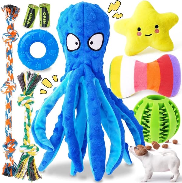 Interactive Plush Dog Toy Set for Small Puppies - 9-Pack