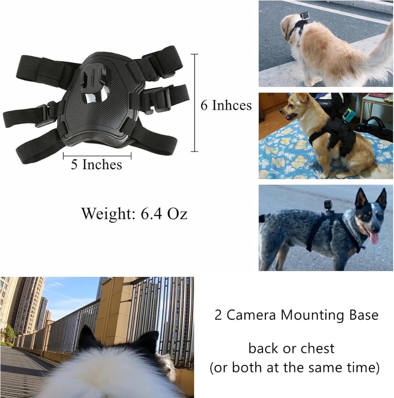 Adjustable Dog Harness Mount for GoPro - Soft Vest for Medium/Large Dogs