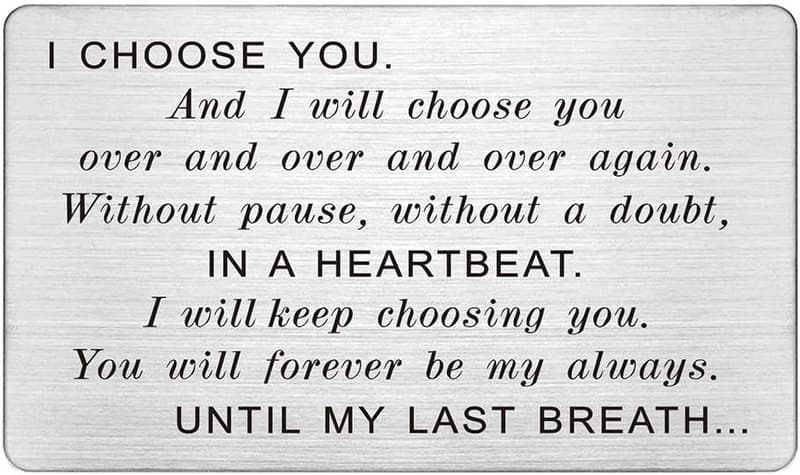 Anniversary Gift Card Insert for Husband, Engraved 