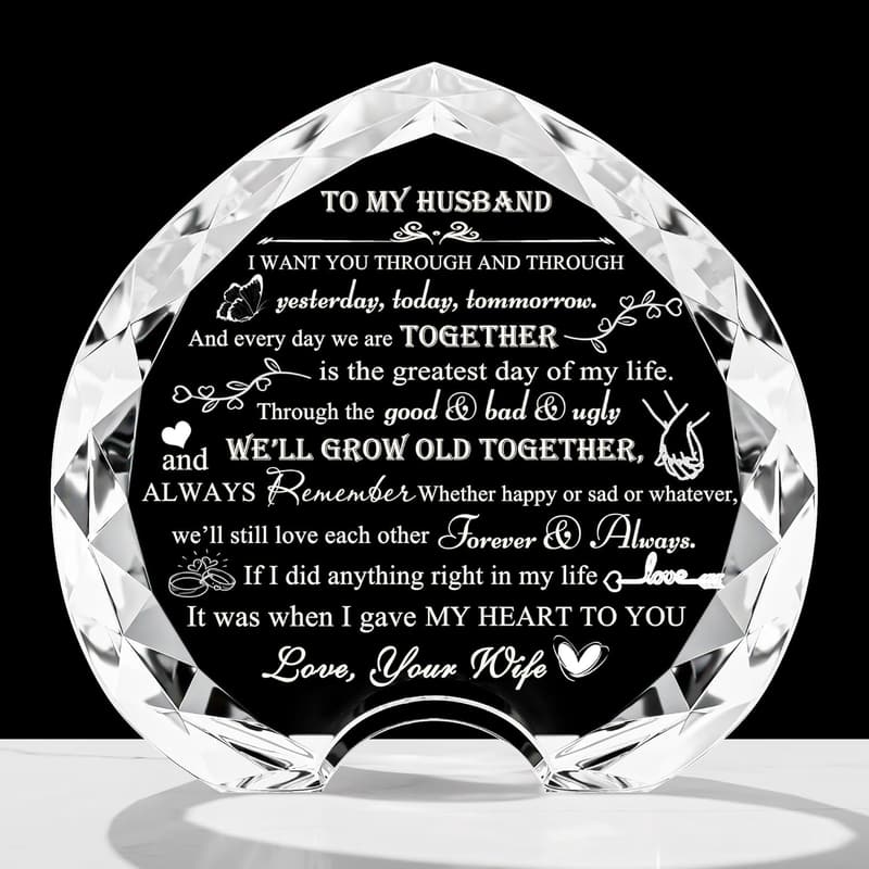 Personalized Crystal Engraved Gift for Husband's Birthday