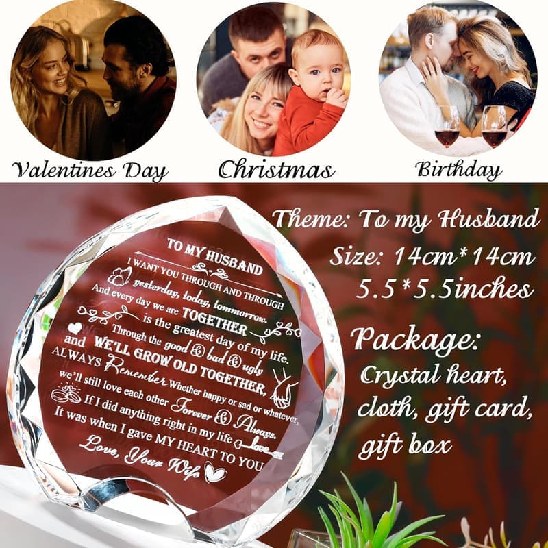 Personalized Crystal Engraved Gift for Husband's Birthday