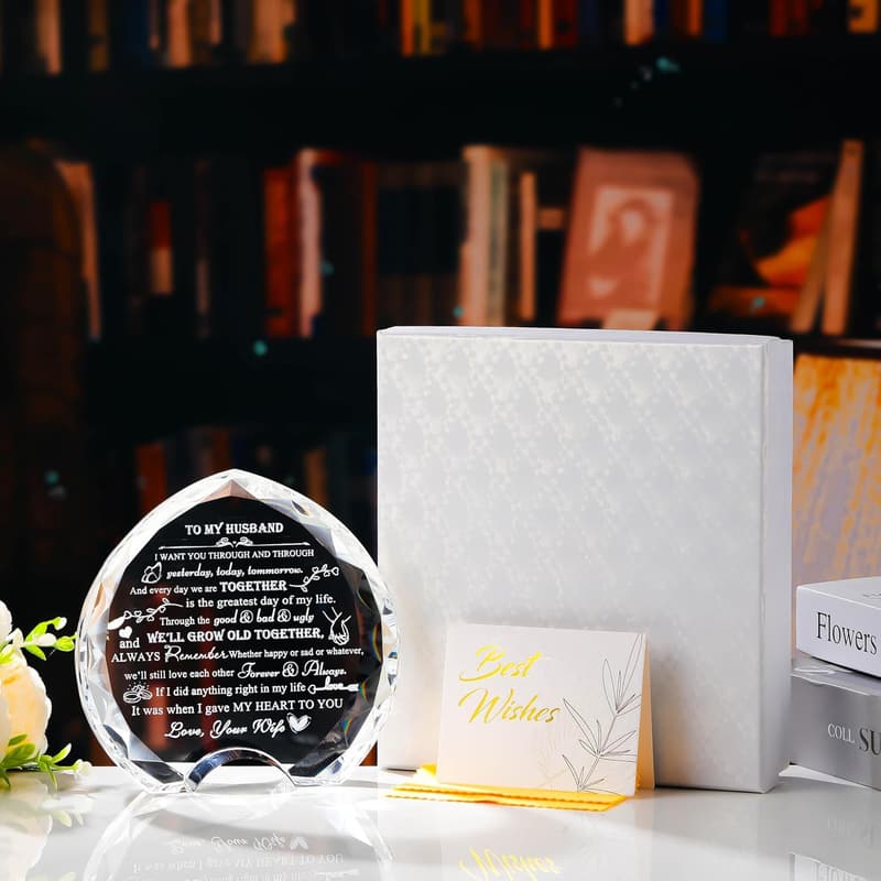 Personalized Crystal Engraved Gift for Husband's Birthday