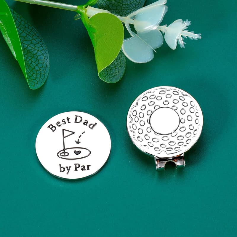 First Father's Day Golf Ball Marker Hat Clip Gift for Dad