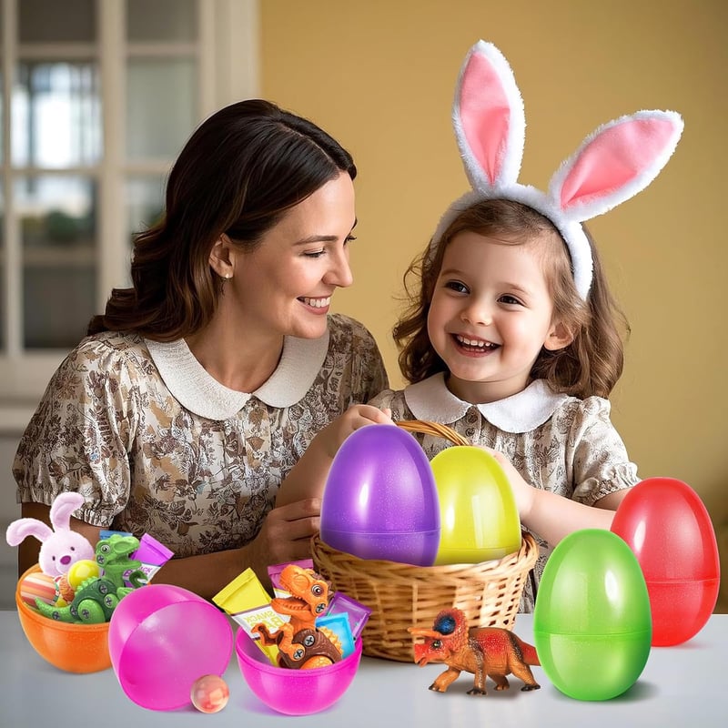 Jumbo 10-Inch Plastic Fillable Easter Eggs - Set of 8