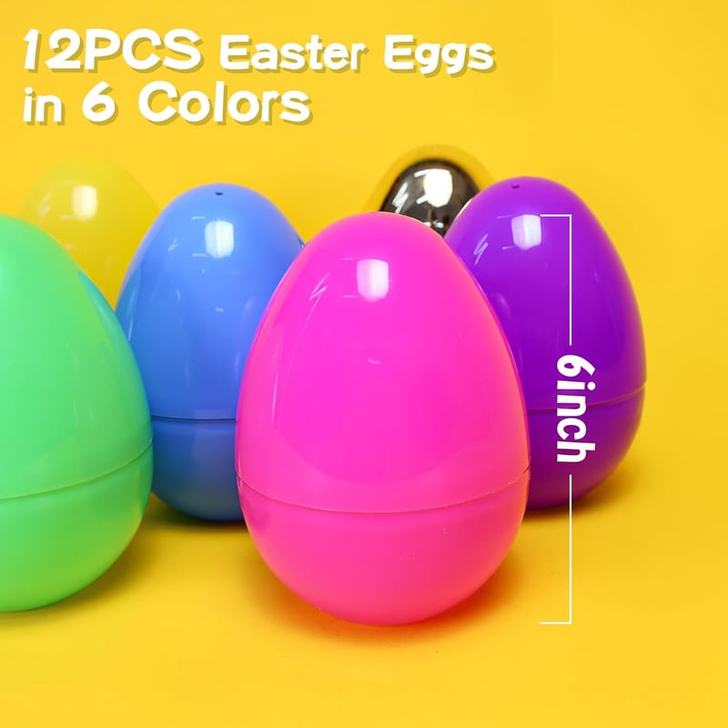 Large Fillable Easter Eggs - 12 Pack with 2 Golden Eggs