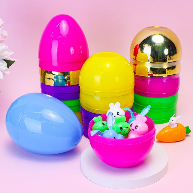 Large Fillable Easter Eggs - 12 Pack with 2 Golden Eggs