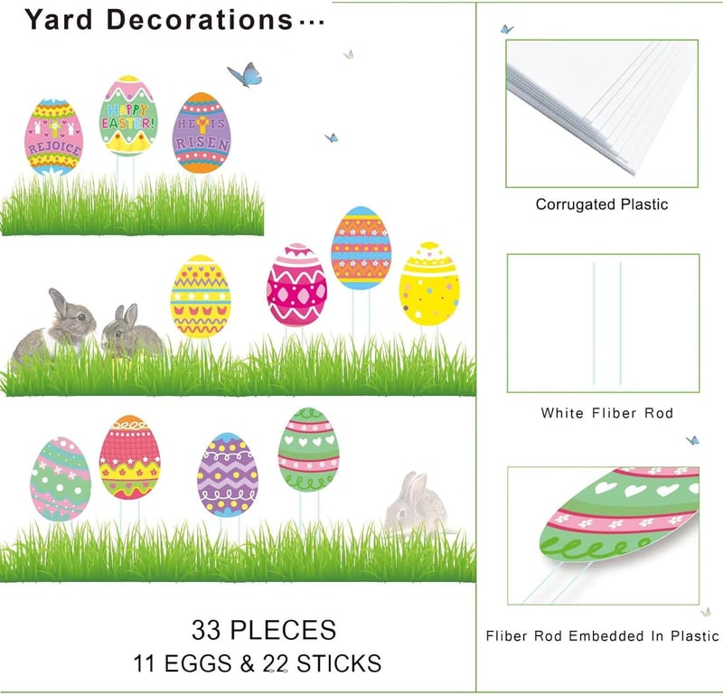 Easter Egg Yard Signs - 11 Waterproof Outdoor Decorations