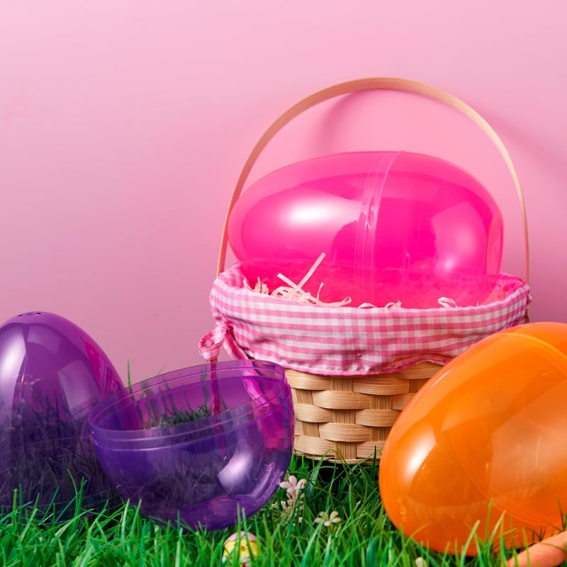 Clear Plastic Jumbo Easter Eggs - 12 Pack for Treats & Party Favors