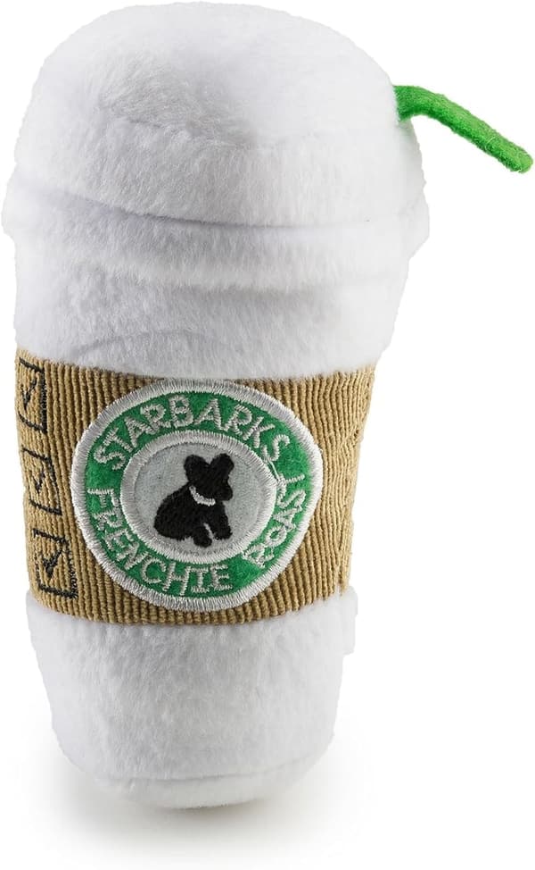 Plush Dog Toy Coffee Cup with Squeaker for Small Dogs