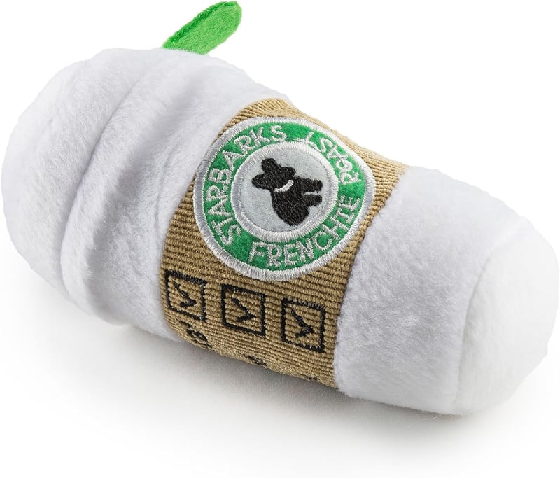 Plush Dog Toy Coffee Cup with Squeaker for Small Dogs
