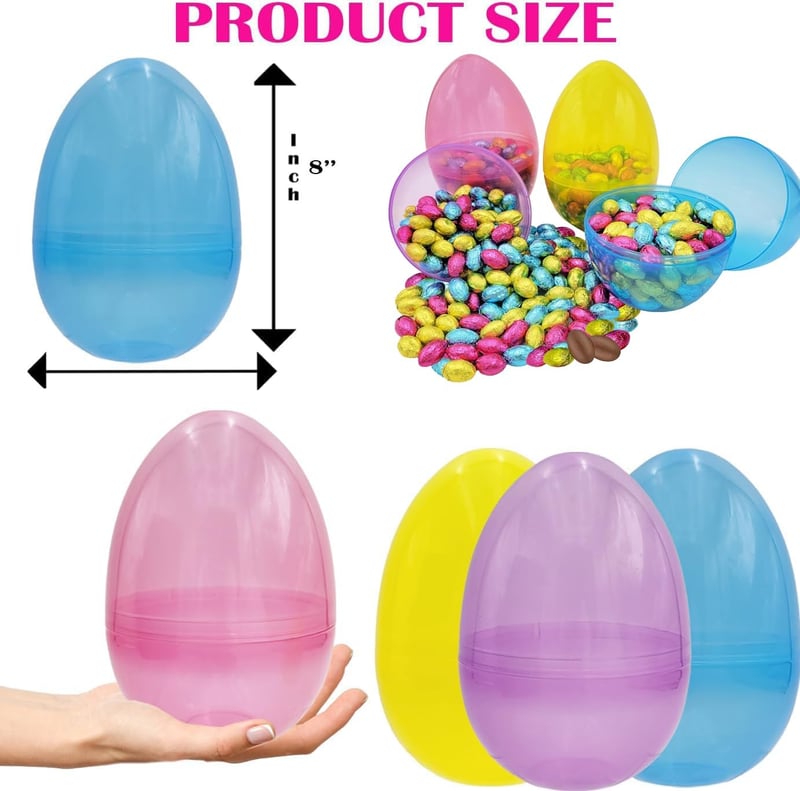 Easter 8-Inch Fillable Plastic Eggs - 2 Pack