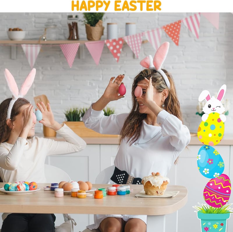 Easter Bunny and Egg Yard Stakes - 8-Piece Outdoor Decor