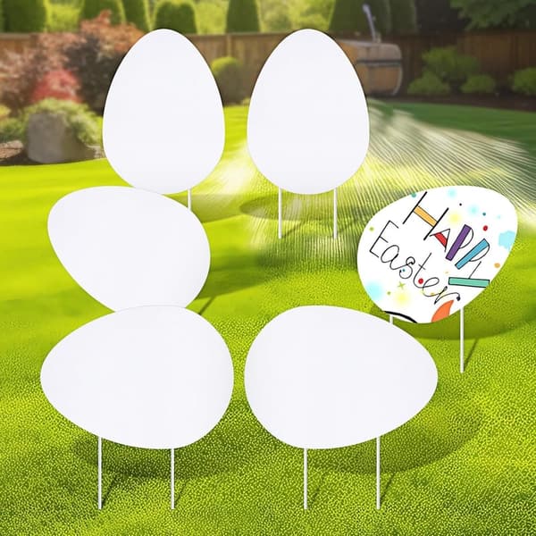Blank Easter Egg Yard Signs with Stakes - 6 Pack Outdoor Decorations