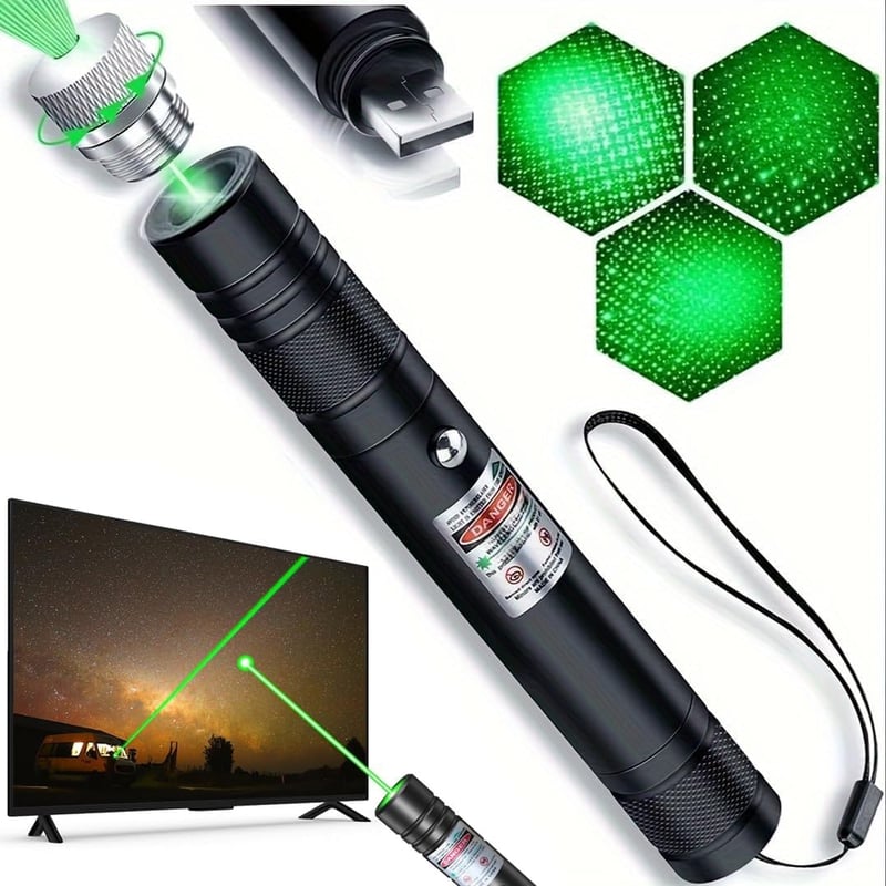 High-Power Green Laser Pointer - Rechargeable for Outdoor Use