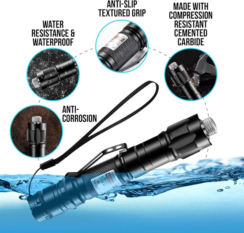 High-Power Rechargeable Green Laser Pointer with Carrying Case
