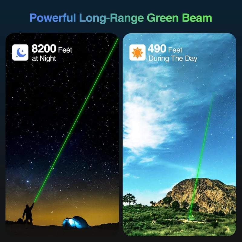 High Power USB-C Rechargeable Green Laser Pointer for Outdoor Use