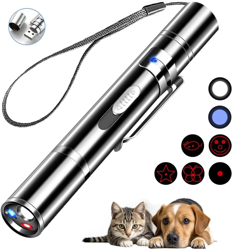 Interactive Cat Laser Pointer Toy, USB Rechargeable, 3 Light Modes