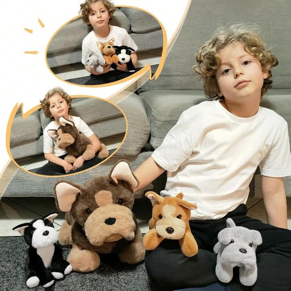French Bulldog Mommy Stuffed Animal with Babies - 18'' Plush Toy