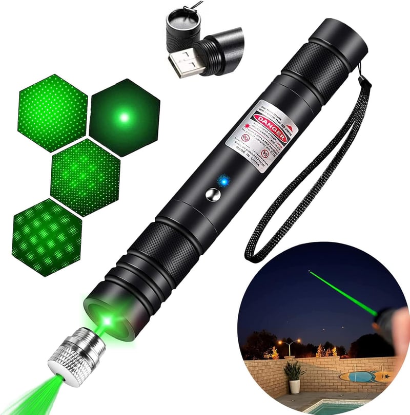 USB Rechargeable Long Range Green Laser Pointer for Presentations
