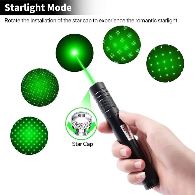 High-Power Green Laser Pointer for Hiking & Cat Play - USB Rechargeable