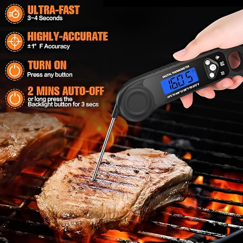 Digital Instant Read Meat Thermometer - Waterproof with Backlight