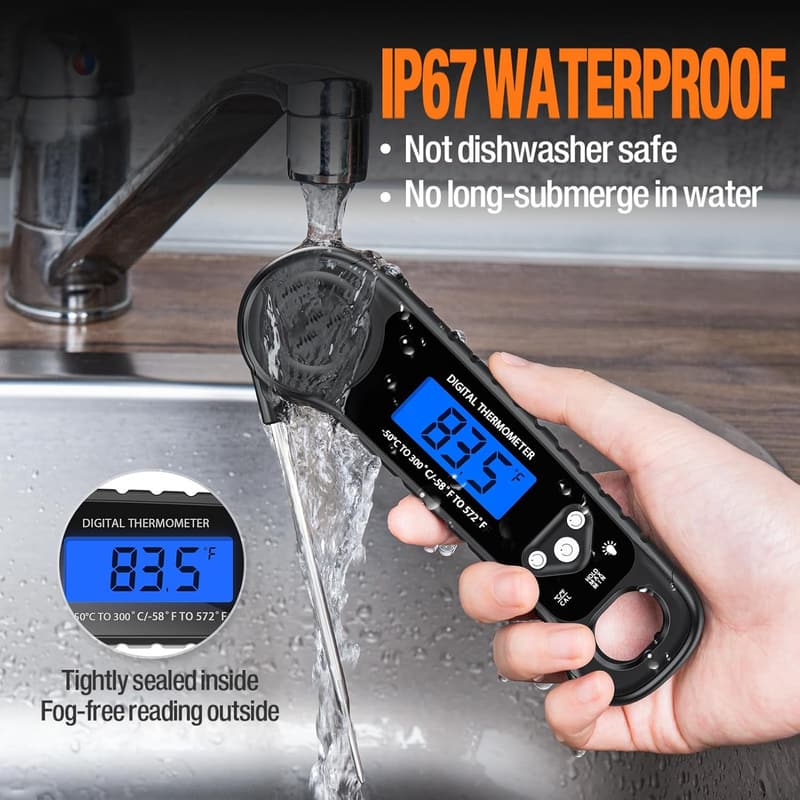 Digital Instant Read Meat Thermometer - Waterproof with Backlight